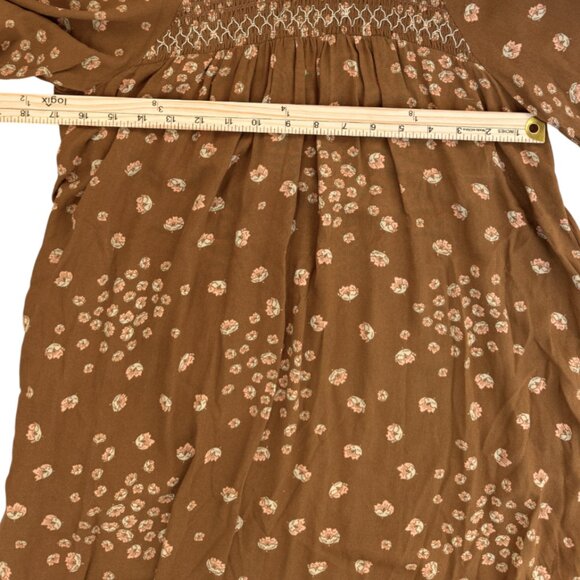 Free People Flowers in Her Hair Smocked Long Sleeve Tunic Boho Mini Dress XS - Picture 9 of 13